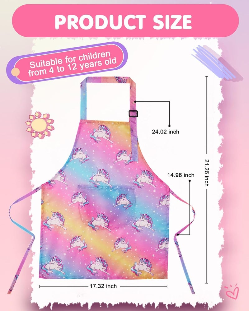 Lictin 2 Pack Kids Apron for Boys Girls for Cooking, Waterproof Art Apron with Pockets for Kids Painting Cooking Baking - Image 4